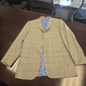 ISAIA Glen Check Plaid Wool Blazer with Light Blue Lining